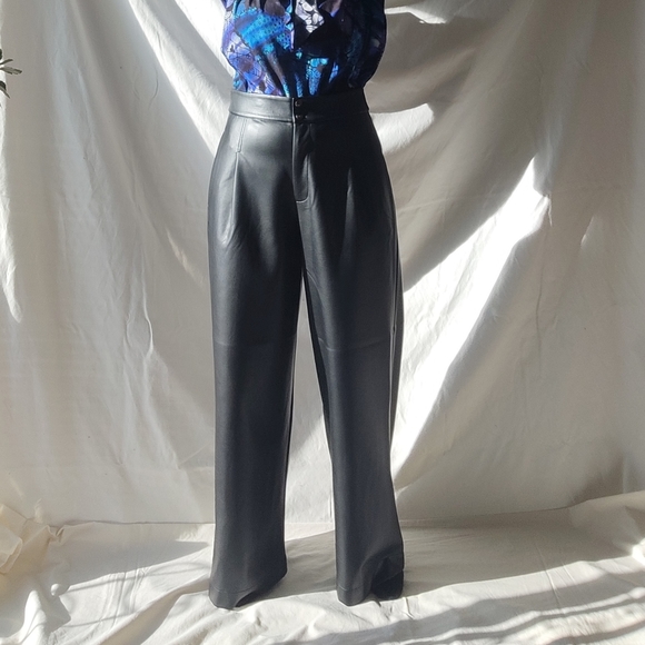 NWT French Connection Wide Leg Leather Trousers (Tall) - Picture 5 of 6